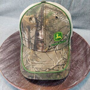 John Deere Camo Trucker Hat W/ Mesh Back Adjustable Strap Unisex Outdoor Cap